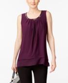 Alfani Chain-neck Chiffon-hem Top, Created For Macy's