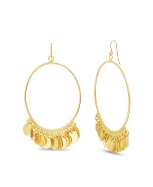 Catherine Malandrino Women's Clustered Polished Dangling Discs Yellow Gold-tone Hoop Earrings