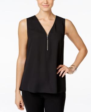 Inc International Concepts Sleeveless Zippered Knit-back Top, Only At Macy's