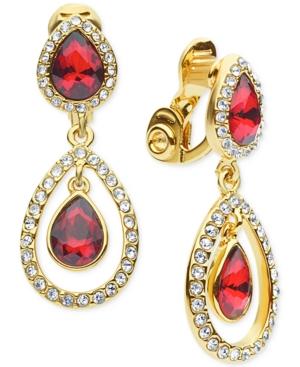 Anne Klein Double-drop Crystal Clip-on Earrings