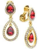 Anne Klein Double-drop Crystal Clip-on Earrings