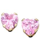 Children's 14k Gold Pink Cubic Zirconia Earrings