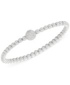 Wrapped Diamond Cluster Circle Bead Stretch Bracelet (1/6 Ct. T.w.) In Sterling Silver