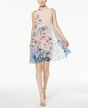 Vince Camuto Floral-print Flyaway Shift Dress