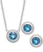 London Blue Topaz Pendant Necklace And Earrings Set (2 Ct. T.w.) In Sterling Silver