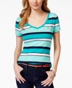 Tommy Hilfiger Short-sleeve V-neck Tee, Multi Stripe