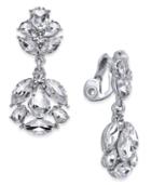 Charter Club Silver-tone Crystal Cluster Clip-on Drop Earrings, Created For Macy's