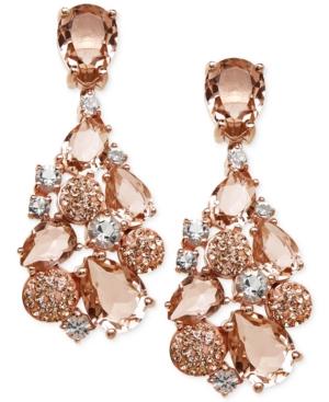 Kaleidoscope Pink Swarovski Crystal Mosaic Drop Earrings In 18k Rose Gold Over Sterling Silver