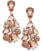 Kaleidoscope Pink Swarovski Crystal Mosaic Drop Earrings In 18k Rose Gold Over Sterling Silver