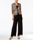 Alex Evenings 3/4-sleeve Damask Jacket & Shell