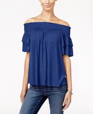 Inc International Concepts Ruffle-sleeve Off-the-shoulder Top, Only At Macy's