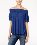 Inc International Concepts Ruffle-sleeve Off-the-shoulder Top, Only At Macy's