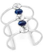 Inc International Concepts Silver-tone Blue Stone Openwork Cuff Bangle Bracelet, Only Macy's