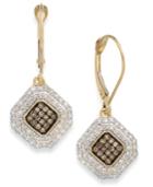 Wrapped In Love White And Champagne Diamond Leverback Earrings In 14k Gold (1/2 Ct. T.w.), Created For Macy's