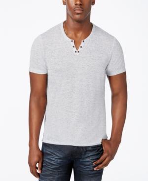 Inc International Concepts Men's Heathered Split-neck T-shirt, Created For Macy's