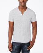 Inc International Concepts Men's Heathered Split-neck T-shirt, Created For Macy's
