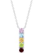 Multi-gemstone Linear 18 Pendant Necklace (1-1/4 Ct. T.w.) In Sterling Silver