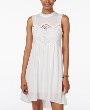 Trixxi Juniors' Lace-trim High-low Shift Dress