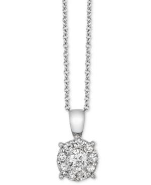 Effy Diamond Cluster Pendant Necklace (1/2 Ct. T.w.) In 18k White Gold