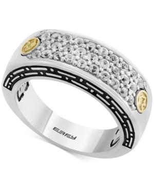 Effy Men's White Sapphire Cluster Ring (1 Ct. T.w.) In Sterling Silver & 18k Gold