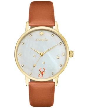 Kate Spade New York Women's Metro Zodiac Scorpio Luggage Leather Strap Watch 34mm Ksw1194