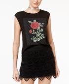 Beauty And The Beast Juniors' Rose Petal High-low Graphic T-shirt