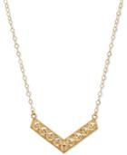 Textured Chevron Pendant Necklace In 14k Gold