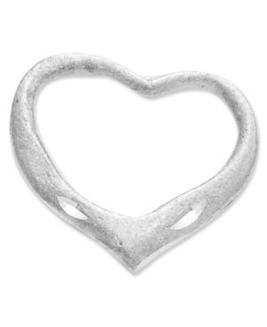 14k White Gold Charm, Diamond-cut Floating Heart Slide Charm
