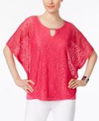 Jm Collection Petite Lace Keyhole Poncho Top, Created For Macy's