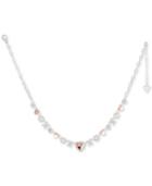 Guess Silver-tone And Rose Gold-tone Xo Heart Link Necklace, 16 + 2 Extender