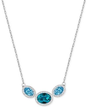 Swarovski Silver-tone Blue Crystal Pendant Necklace