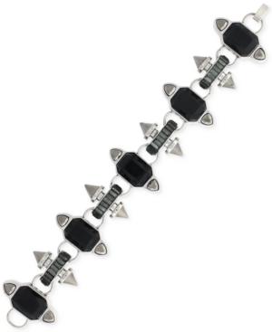 Bcbgeneration Silver-tone Black Stone Link Bracelet