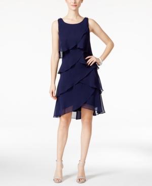Style & Co. Rhinestone Tiered Tulip Chiffon Dress, Only At Macy's