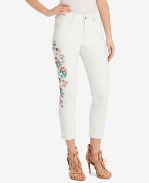 Jessica Simpson Juniors' Forever Embroidered Roll-cuff Skinny Jeans