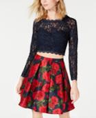 Sequin Hearts Juniors' 2-pc. Printed Lace Fit & Flare Dress