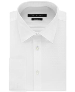 Sean John White Textured Solid French Cuff Dress Shirt