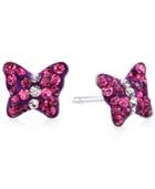 Unwritten Pink Crystal Butterfly Stud Earrings In Sterling Silver