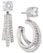 Carolee Silver-tone Crystal Triple-hoop Jacket Earrings