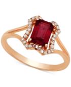 Certified Ruby (1-1/6 Ct. T.w.) & Diamond (1/8 Ct. T.w.) Ring In 14k Rose Gold