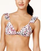 Hula Honey Cheetah Swirl Ruffled Push-up Bikini Top Women's Swimsuit
