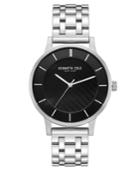 Kenneth Cole New York Men's Silver Bracelet Watch With Black Classic Dial, 44mm