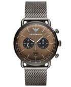 Emporio Armani Men's Chronograph Gunmetal Stainless Steel Mesh Bracelet Watch 43mm