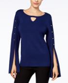 Thalia Sodi Embellished Split-sleeve Sweater, Created For Macy's