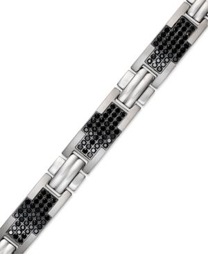 Men's Stainless Steel Bracelet, Black Diamond Cross Bracelet (2 Ct. T.w.)
