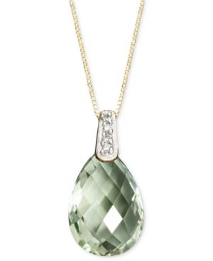 14k Gold Necklace, Green Amethyst (4-3/4 Ct. T.w.) And Diamond Accent Brio Drop Pendant