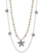 Lucky Brand Two-tone Starfish Beaded Layer Necklace