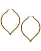 Lucky Brand Gold-tone Tawny Crystal Spade Hoop Earrings