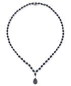 Black Sapphire Collar Necklace (28 Ct. T.w.) In Sterling Silver, Created For Macy's