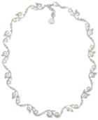 Majorica Sterling Silver Organic Man-made Pearl And Cubic Zirconia Vine Necklace
