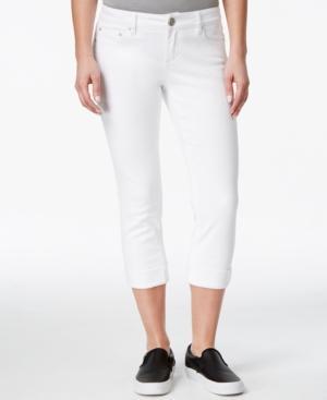 Indigo Blue Juniors' Cuffed Cropped Colored Skinny Jeans